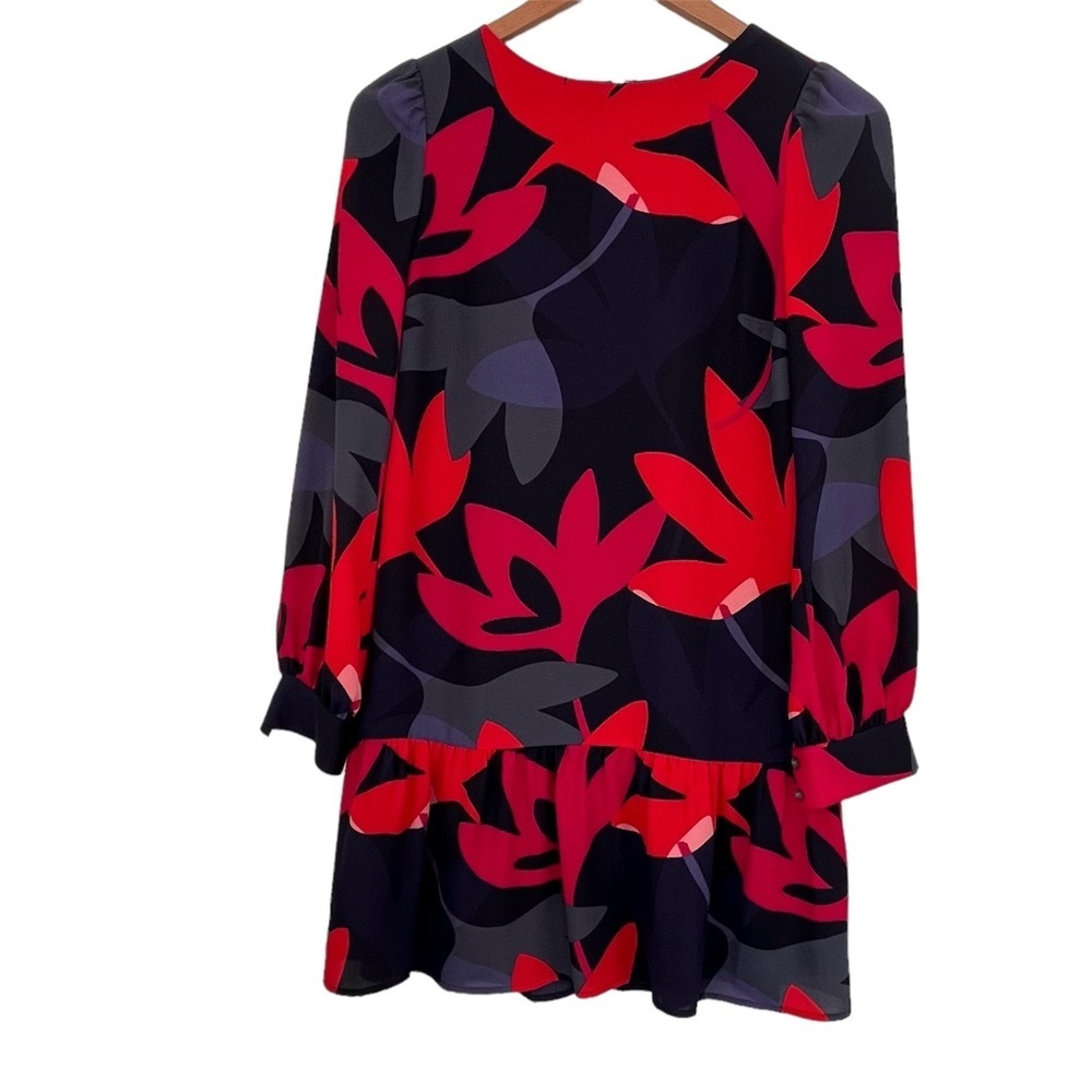 Ann Taylor Black Red Purple Floral Mini Dress